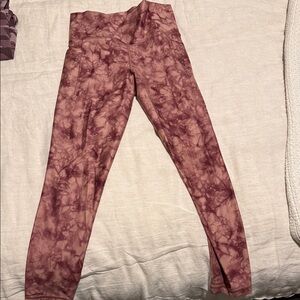 Athleta Maroon Tie-Dye Leggings